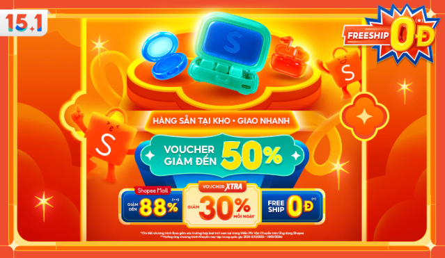 Sale Siêu Tết – Voucher Shopee Mall 88% – Voucher XTra 30% – Free Ship 0đ